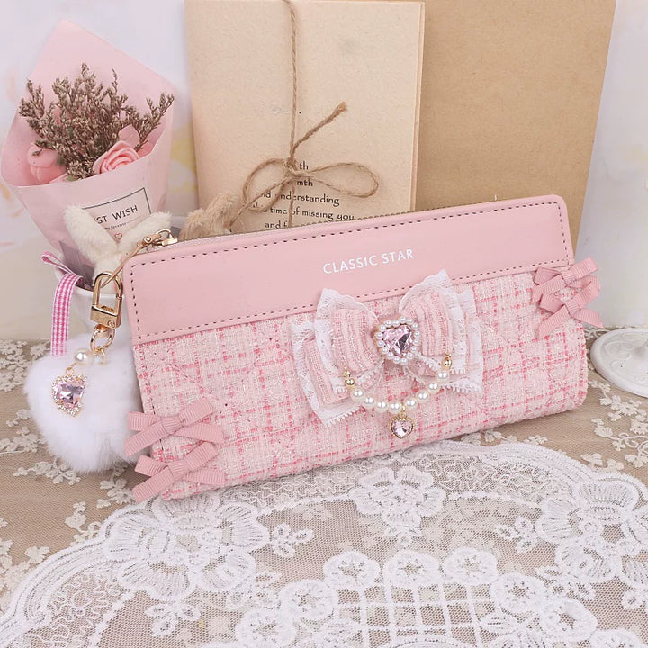Ryousangata Rhinestone Wallet, Pom-Pom Pendant 45068:839566