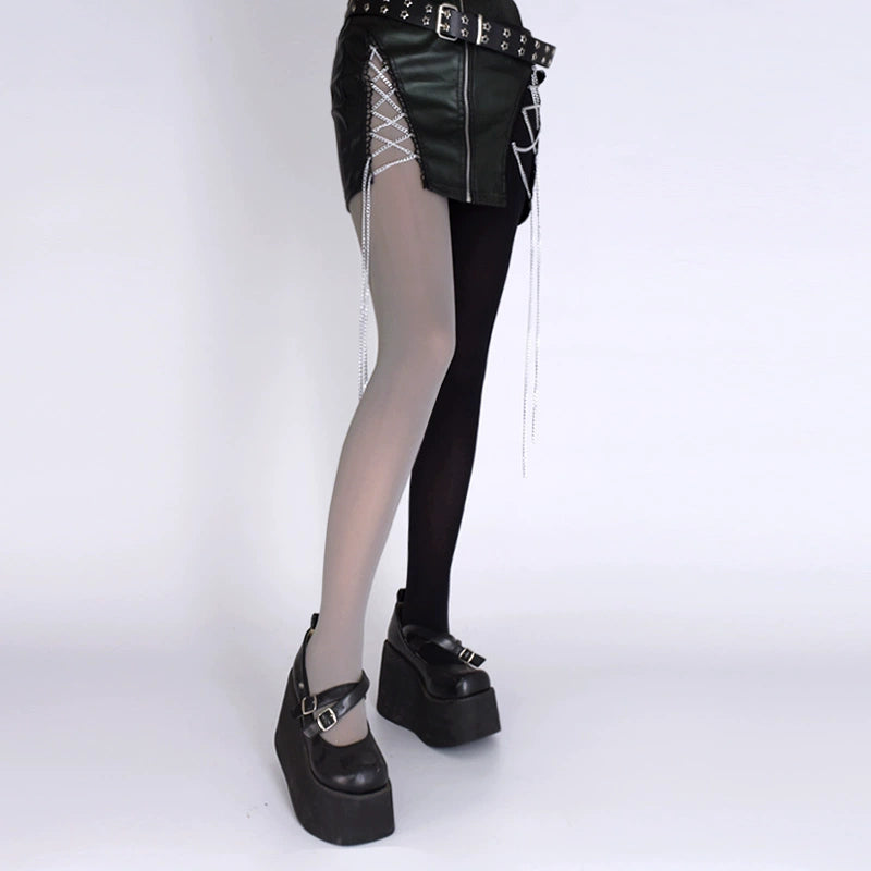 Y2K Style Velvet Pantyhose, Bold Color Contrast 43756:784639