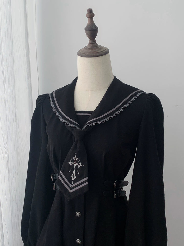 Black Sailor Collar JK Uniform, Detachable Necktie 45624:859757