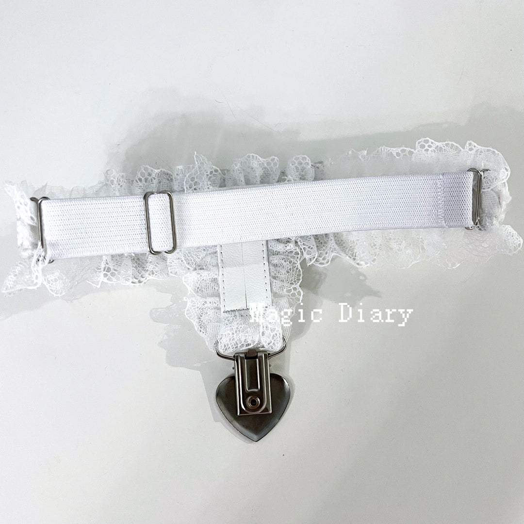 Jirai Kei Lace Garter with Heart Cross Accent & Clip 43032:762452