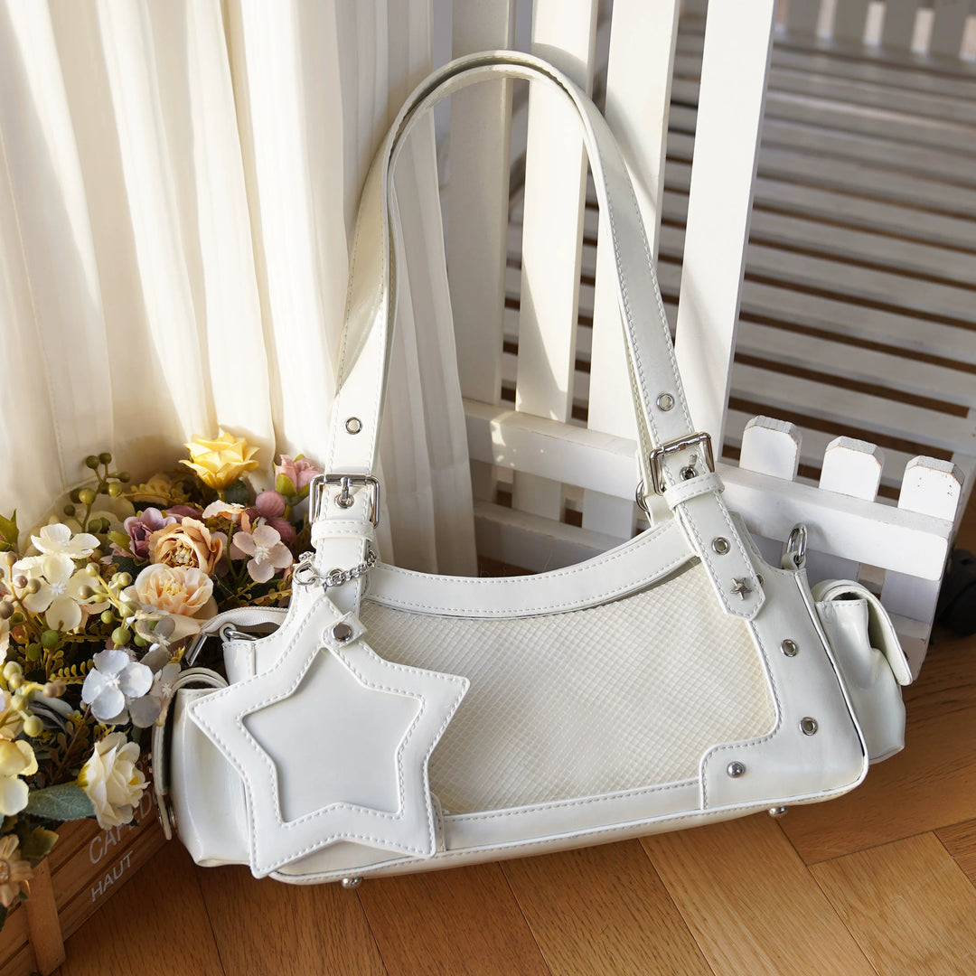 Punk Studded Ita Bag, Clear Window & Star Pouch (White) 45416:847442