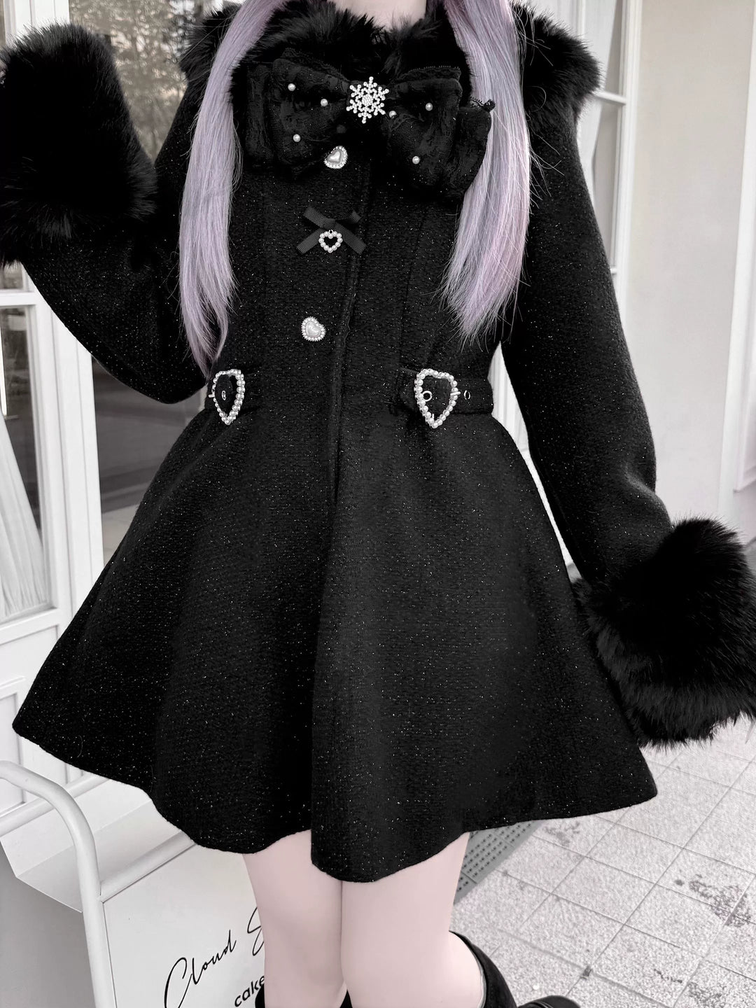 Ryousangata Winter Coat, Detachable Faux Fur Trim 43939:792419