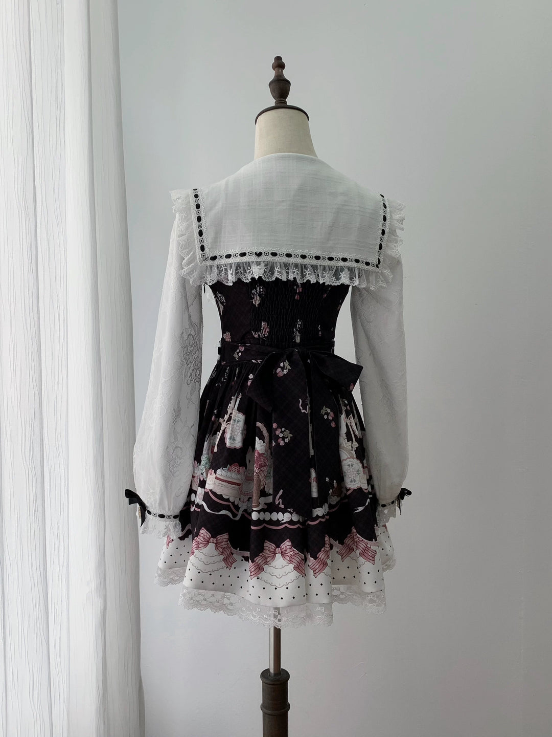 Sweet Lolita Sailor Collar OP Dress, Strawberry & Bunny Print 45872:872419