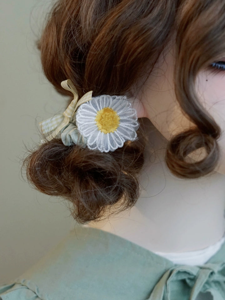 Japanese Hair Tie Handmade Sunflower Bow Scrunchy 28944:332874 28944:332874