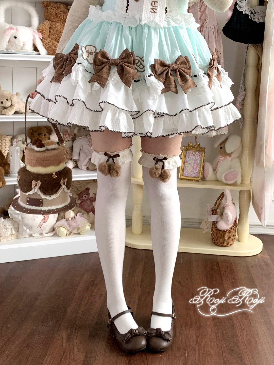 Combed Cotton Lolita Socks, Multiple Colors & Lengths (Brown) 44713:821206