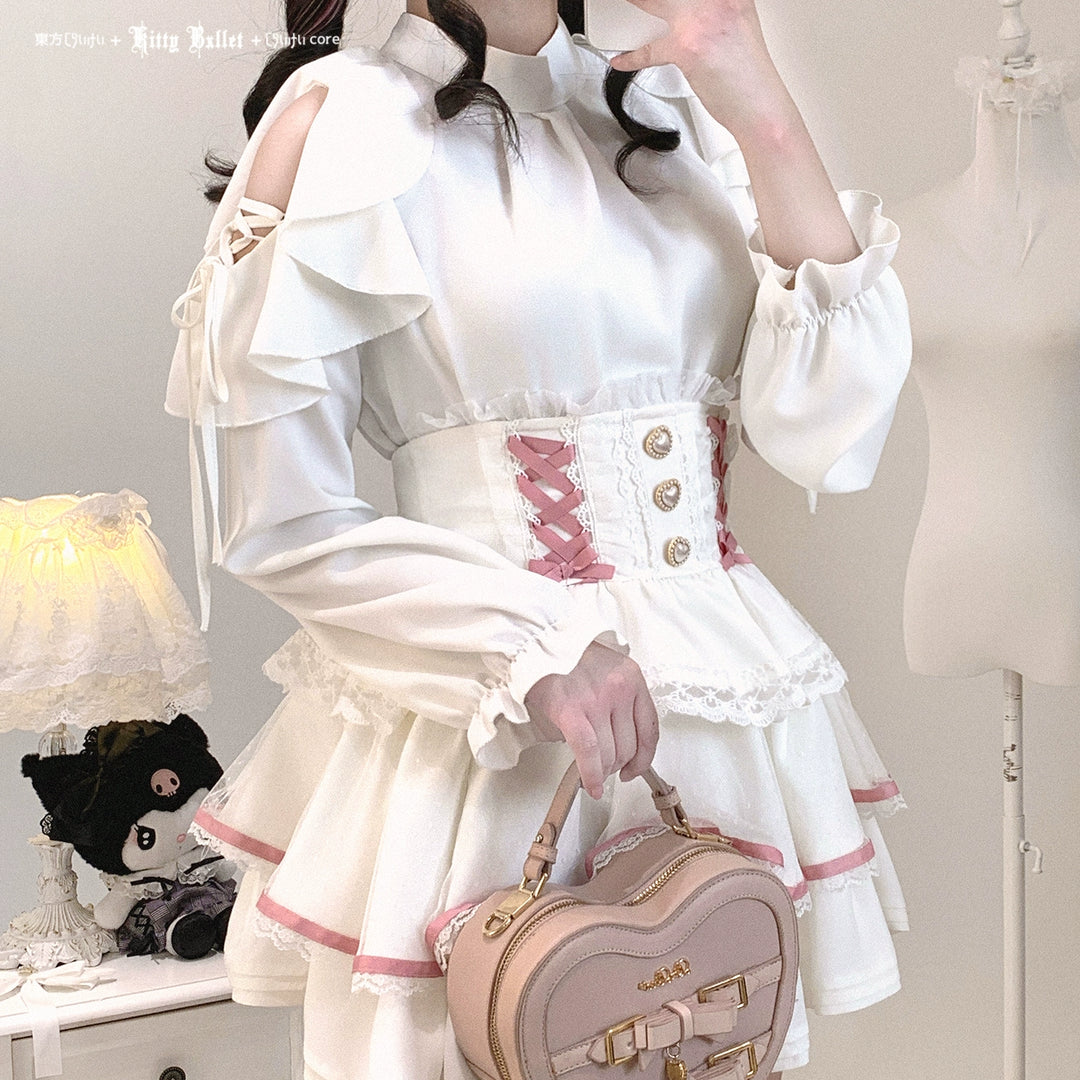Seiso Kei Solid Open-shoulder Blouse, Loose Fit 44001:792115