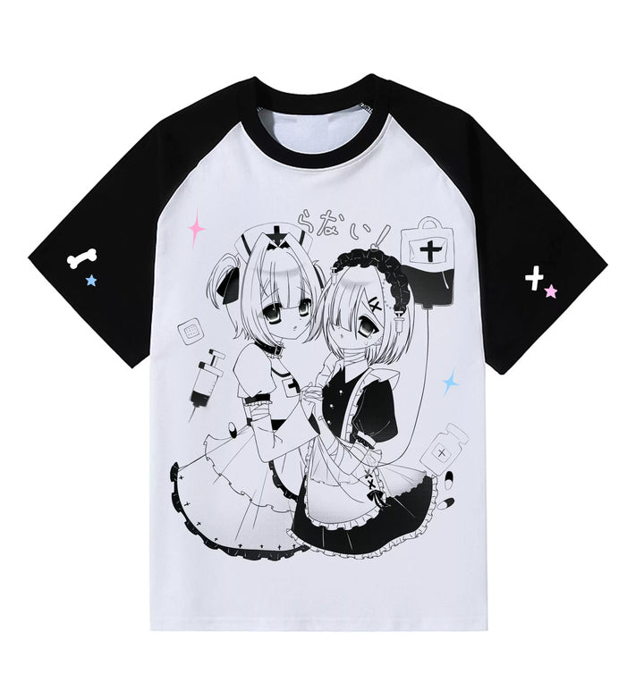 Yami Kawaii T-shirt Black White Subculture Cotton T-shirt (2XL 3XL L M S XL) 35690:499408 (2XL 3XL L M S XL) 35690:499408