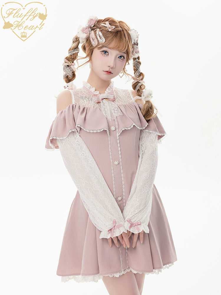 Jirai Kei Dress Set Ryousangata Dress Drop Shoulder Dress 37122:551970