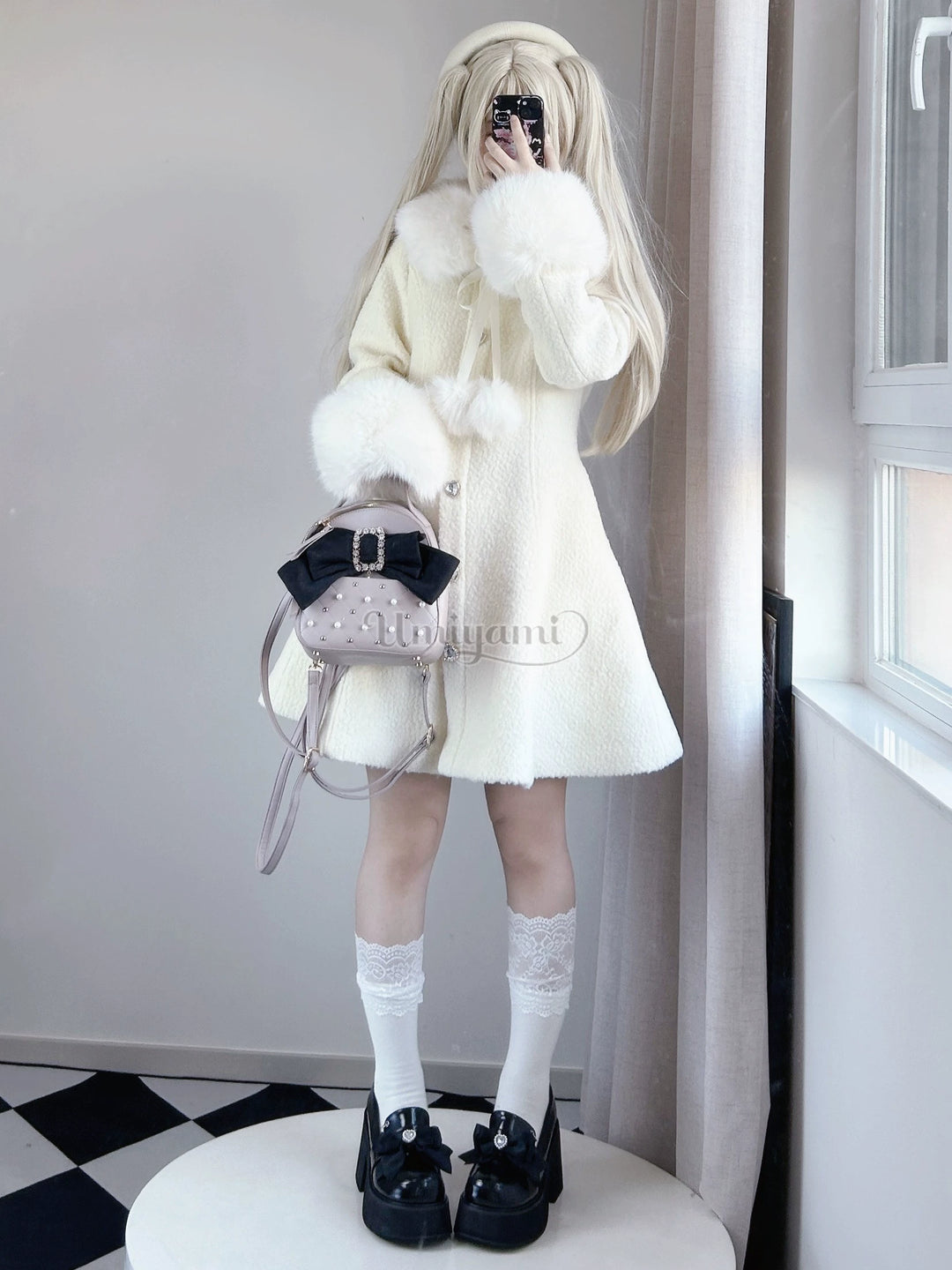 Jirai Kei Coat Long Woolen Jacket Winter Coat 39792:653660