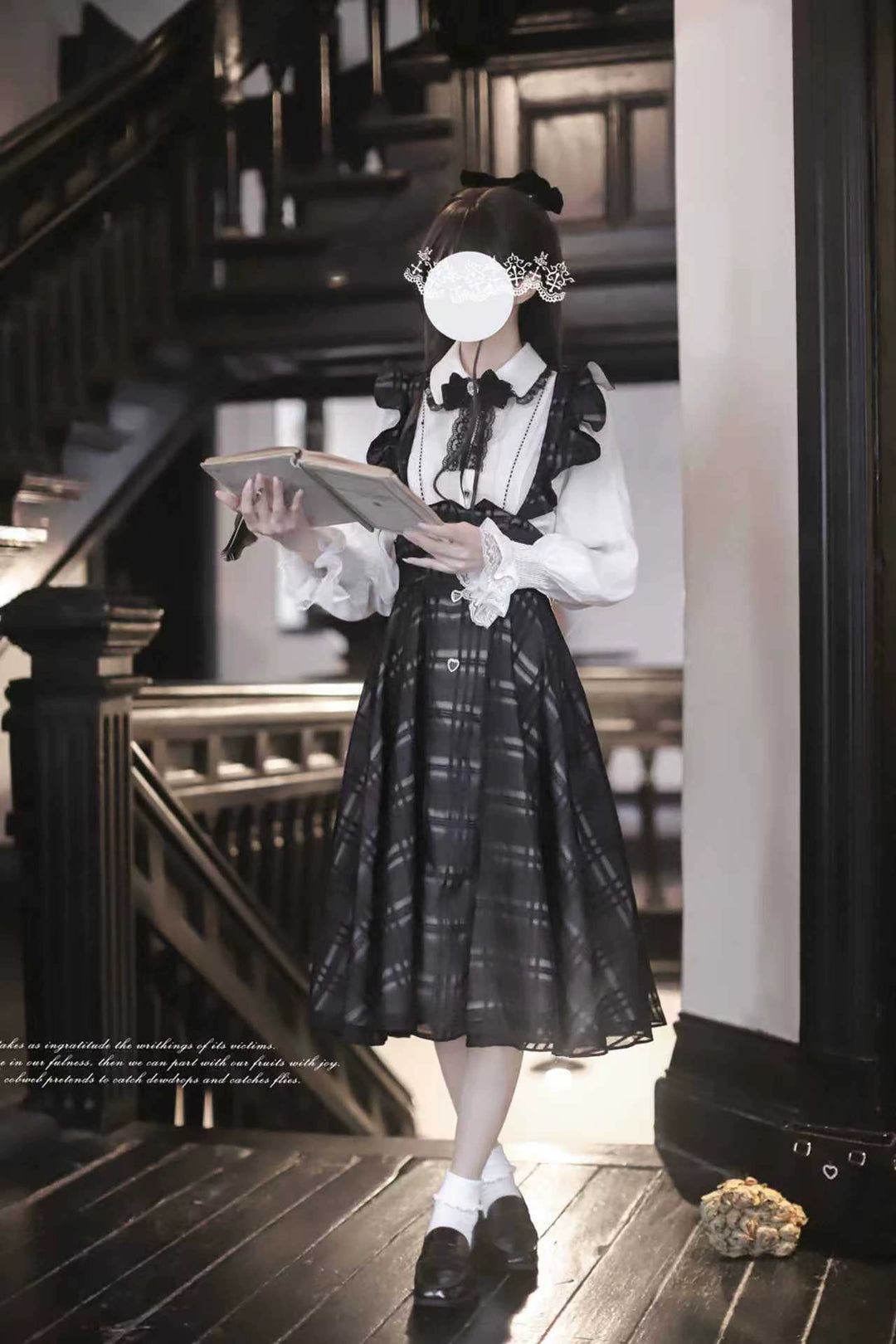 Two-piece Seiso Kei Suspender Skirt Outfit 43883:789495