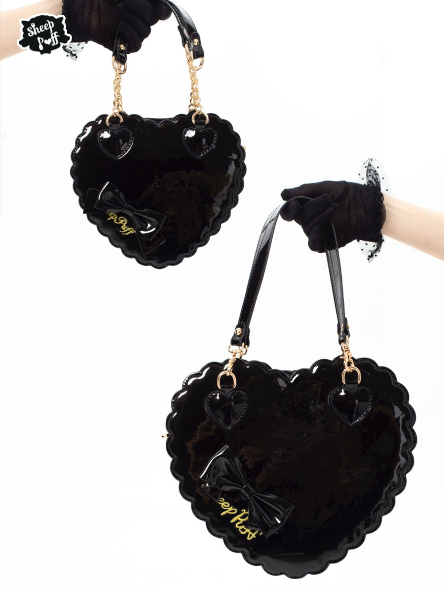 Sweet Lolita Bag Cute Heart Shaped Scalloped Bow Handbag 40326:656028