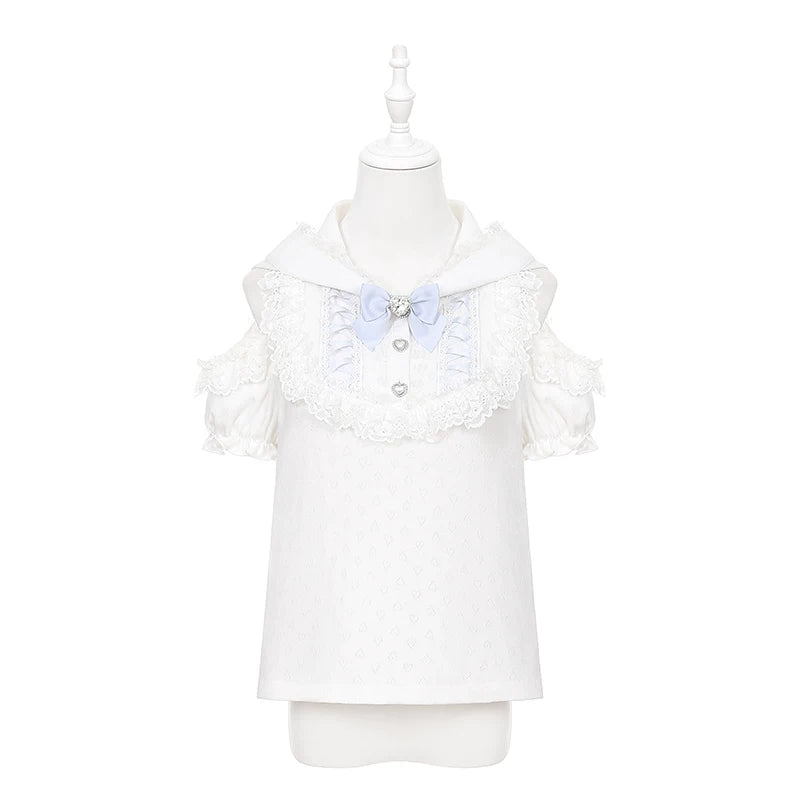 Ryousangata Bunny Ear Hooded Blouse, Tiered Suspender Skirt (L M S) 45575:858422
