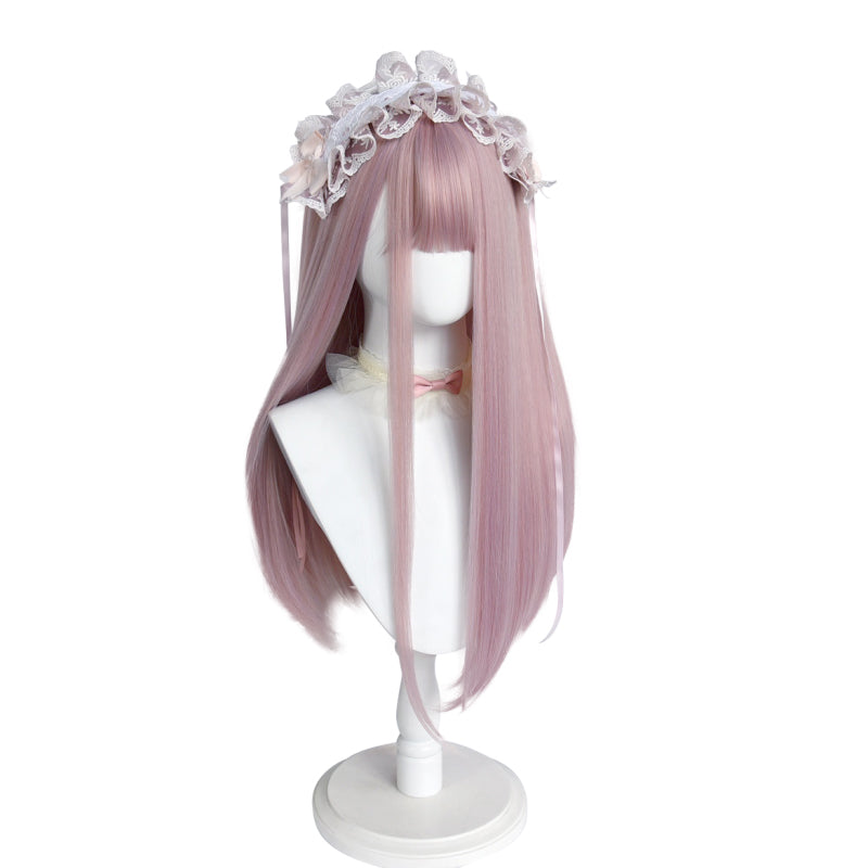 Kawaii Straight Wig with Blunt Bangs Pink Gold Brown 21880:315332