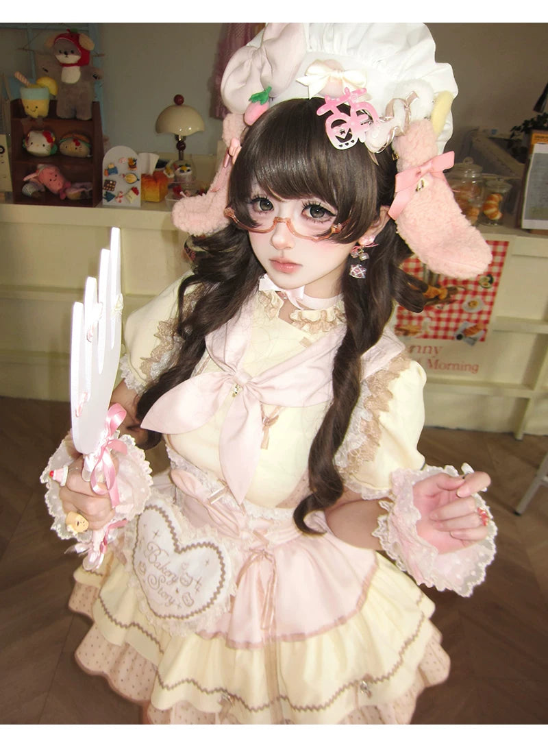 Kawaii Lolita Baker-Inspired Blouse, Suspender Skirt 44466:809199
