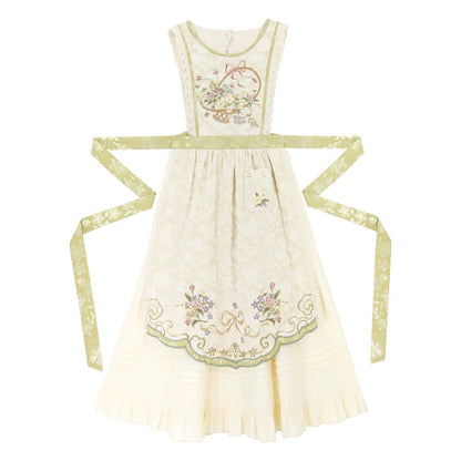 Cottagecore Dress Mori Kei Dress Set Embroidered Cotton Set (L M S) 36238:526720