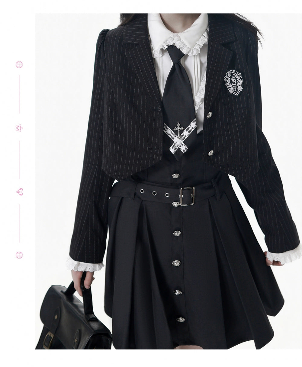 JK Uniform Striped Blazer, Blouse and Pleated Skirt 44171:800186
