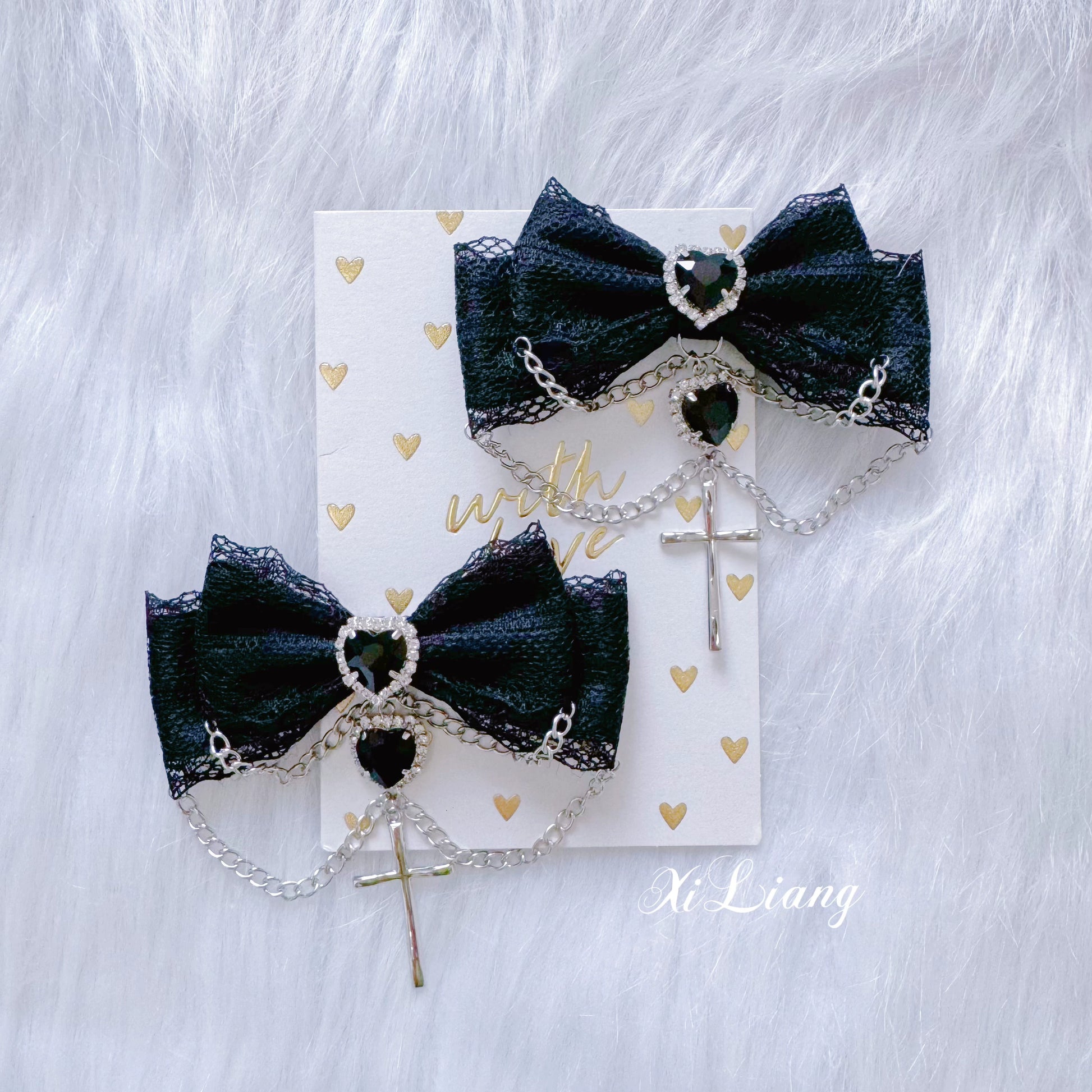 Jirai Kei Hair Clip Black Lace Brooch 35286:492606