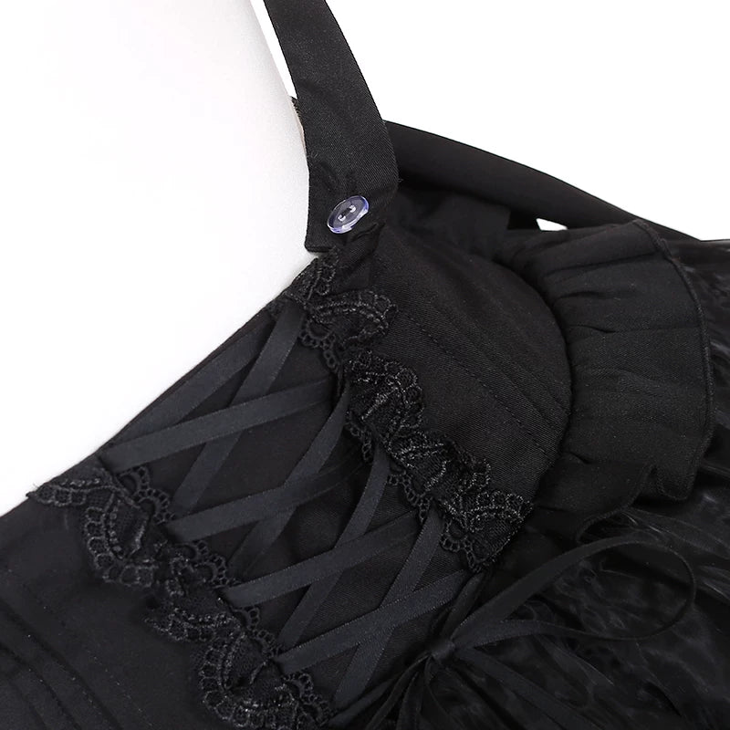 Jirai Kei Flutter Sleeve Suspender Skirt Set, Cross Pendants 45581:860443