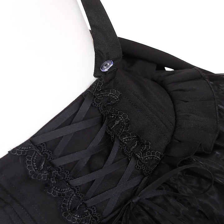 Jirai Kei Flutter Sleeve Suspender Skirt Set, Cross Pendants 45581:860443