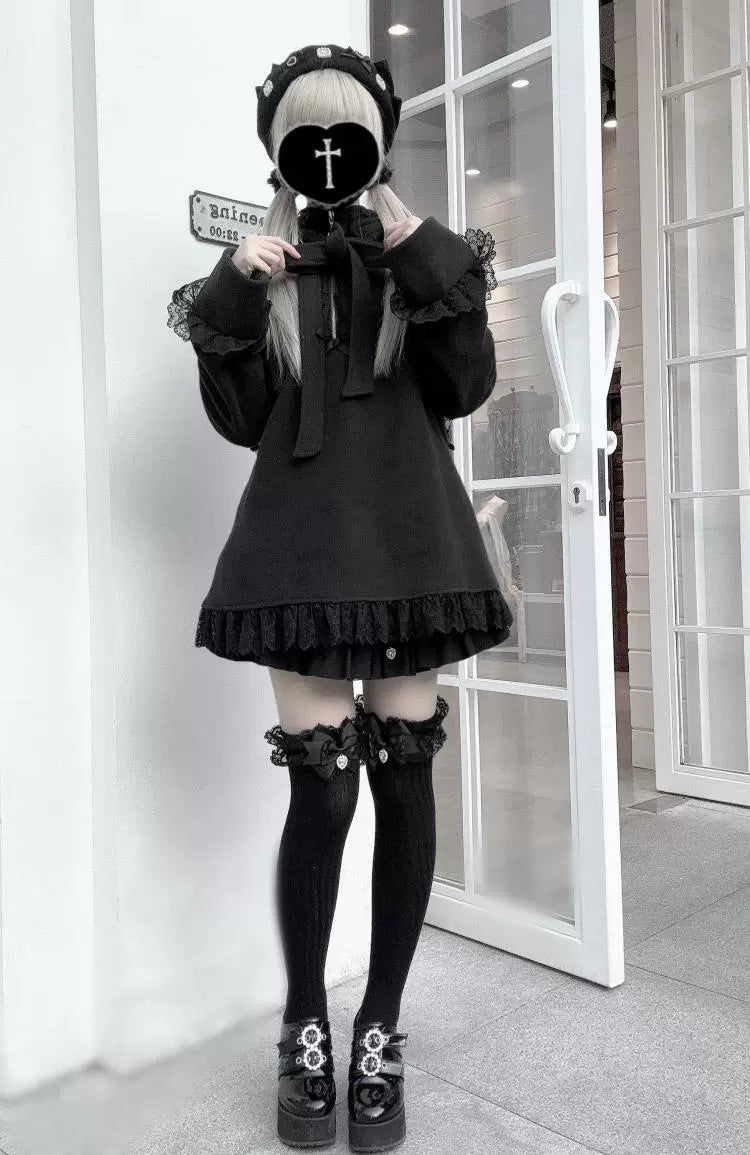 Sub Culture Loose Sweatshirt, Detachable Bunny-Ear Hood 44368:805913