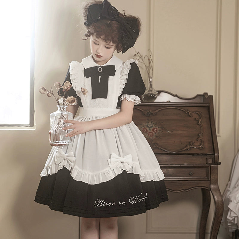 Classic Lolita Dress Short Sleeve Maid-style OP Dress With Apron (L M S) 36474:562534