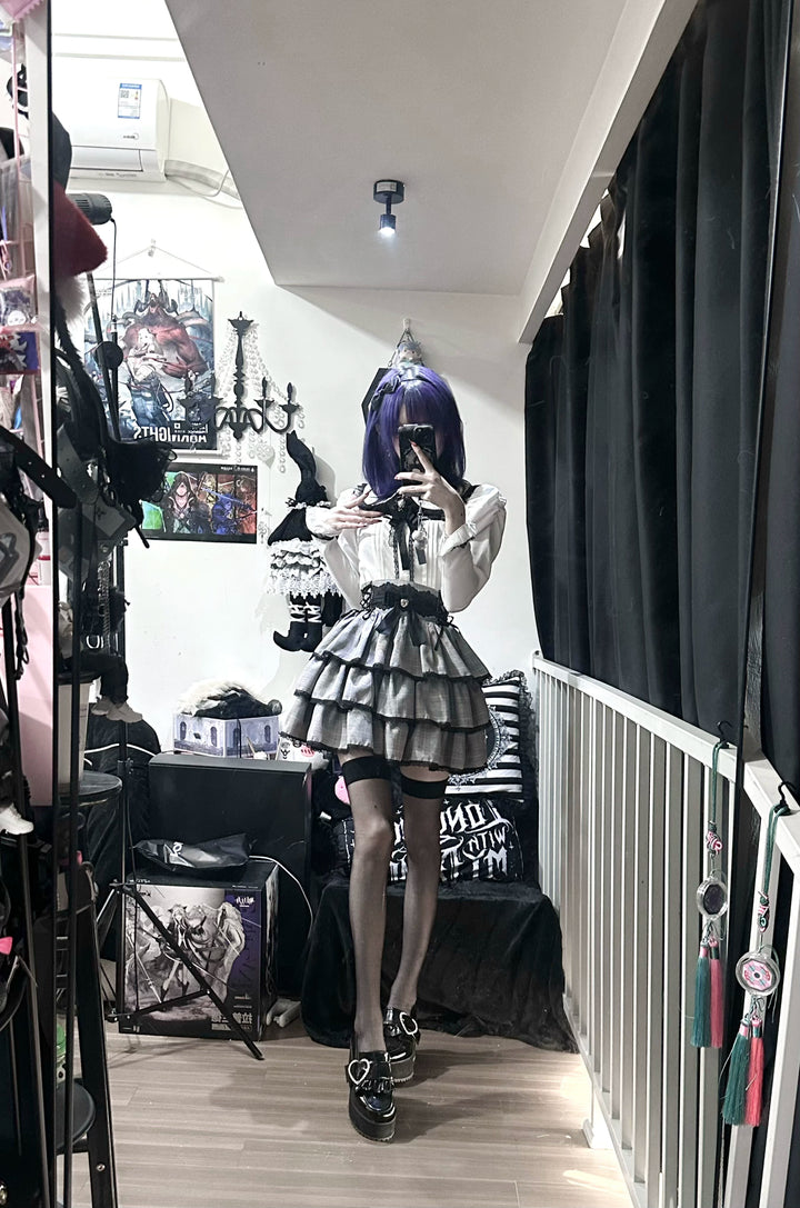 Jirai Kei Peter Pan Collar Blouse & Skirt Set 45007:834496