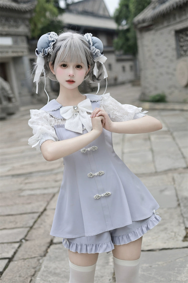 Jirai Kei Set Petal Collar Dress Chinese Style Outfit 37120:551936