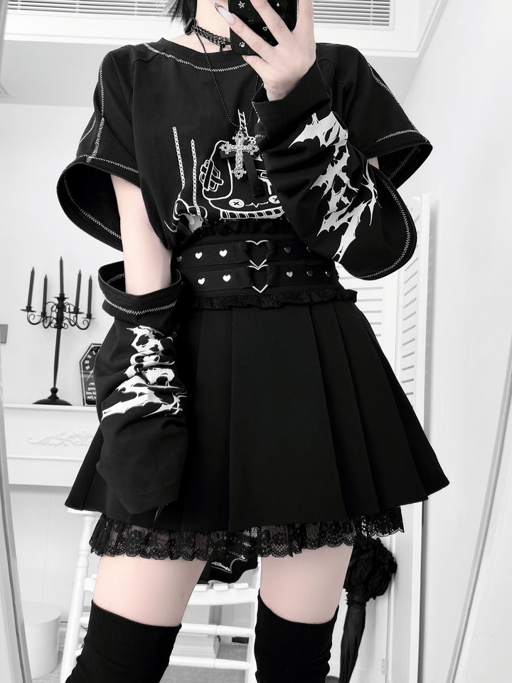 Sub Culture Bunny Printed T-shirt, Detachable Sleeves (L M) 44033:795034