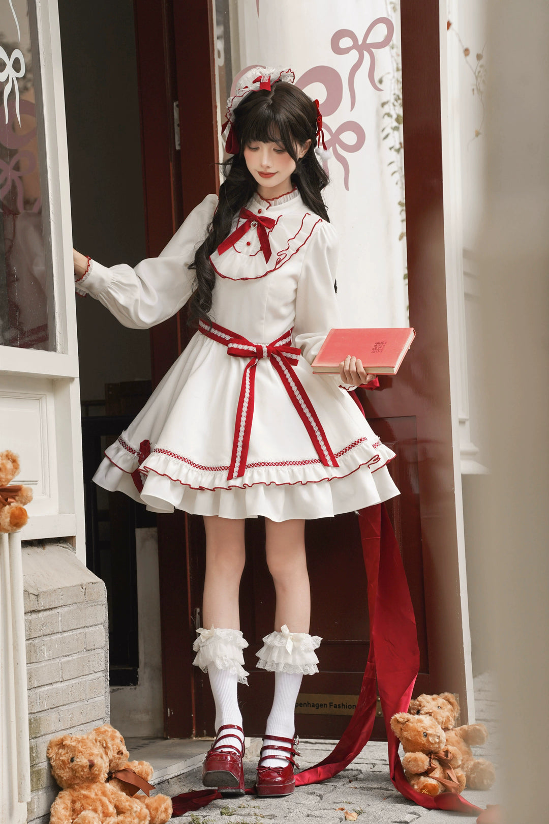 Christmas Dress Outfit, Red Cape with Detachable Collar 44323:805001