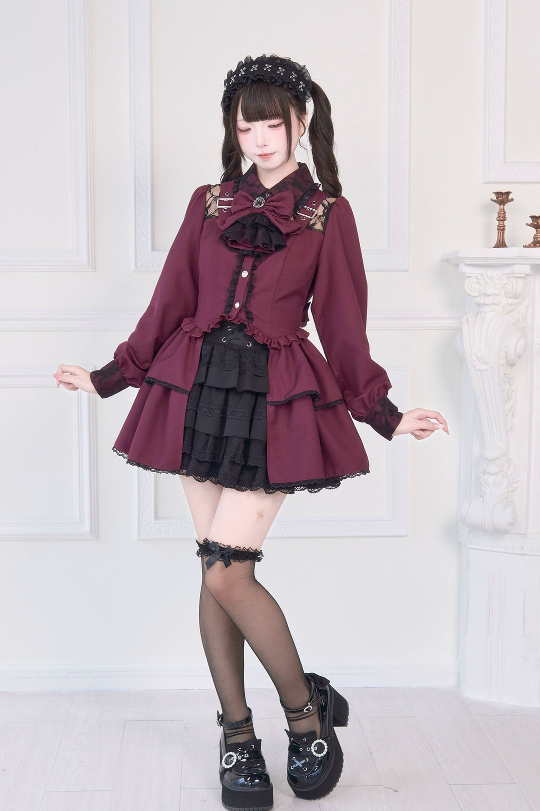 Light Gothic Blouse, Long Tiered Hem, Back Shirring 43588:780735