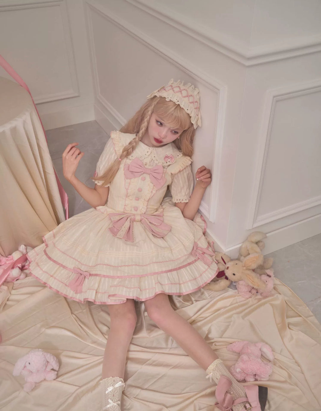 Sweet Lolita Dress Doll Lolita Dress Peter Pan Collar Cotton Dress 37290:555942 37290:555942