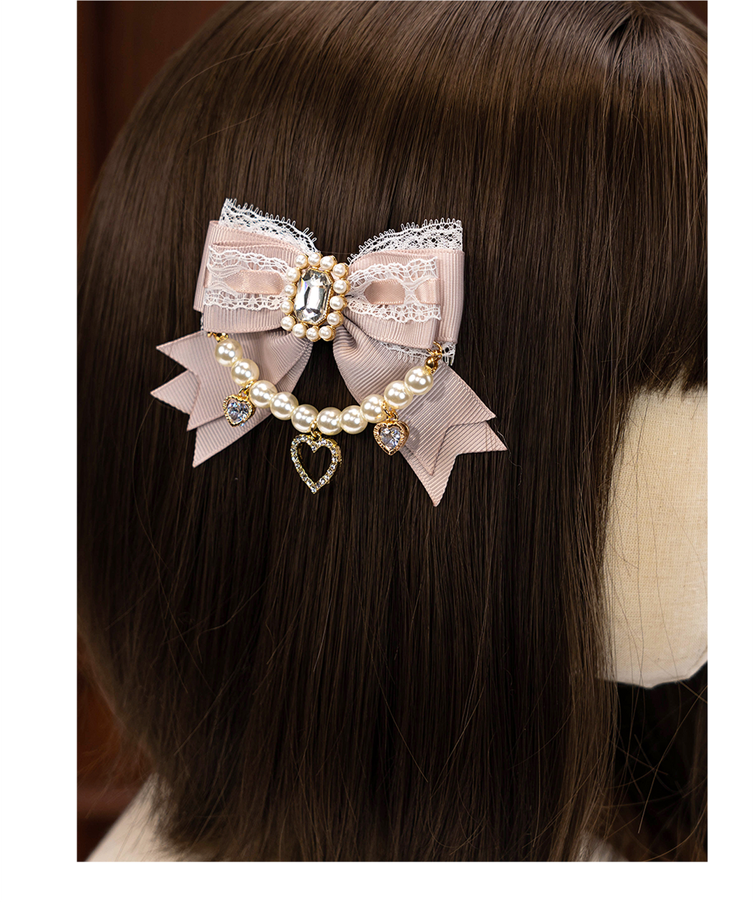 Jirai Kei Hairclip Shoe Clip Lolita Hair Pin Pearl Chain Rhinestone 33814:446762 33814:446762