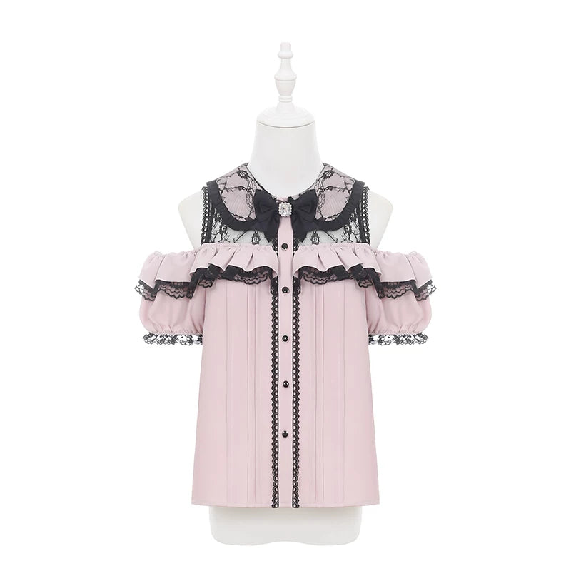 Jirai Kei Off Shoulder Blouse, Tiered Skirt (L M S) 45584:856525