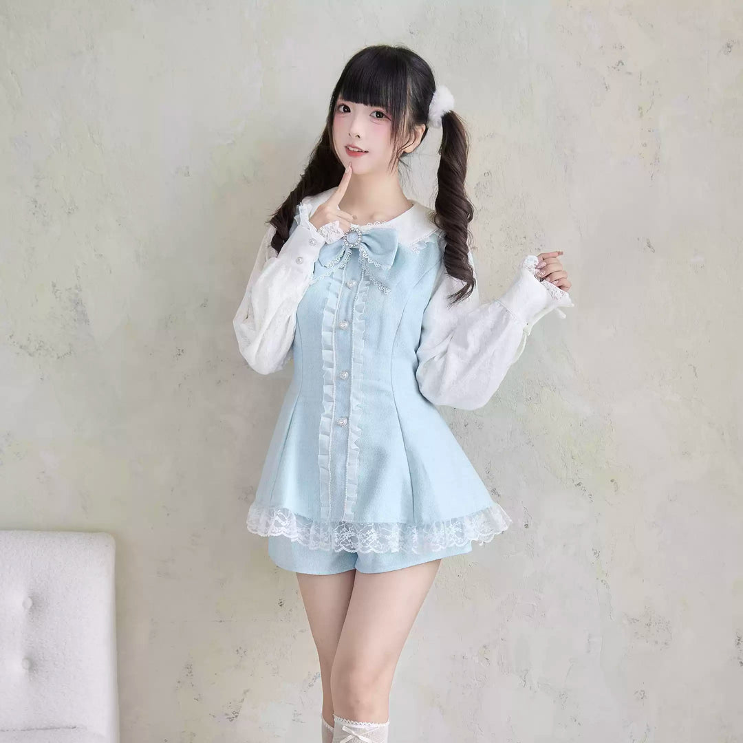 Jirai Kei Dress Set Water Blue Dress And Shorts Set 41436:700030