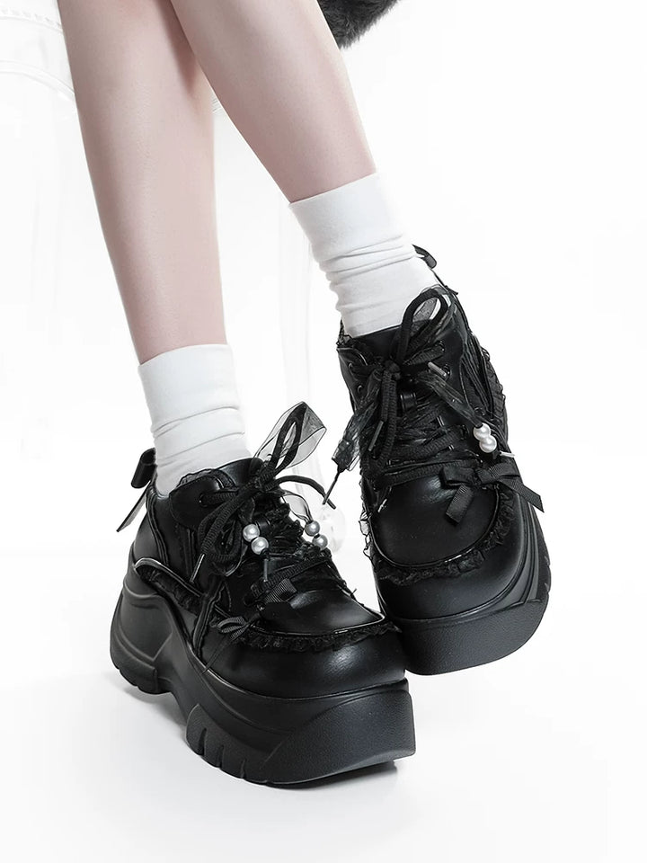 Jirai Kei High Platform Shoes, Lace Details 45748:861610