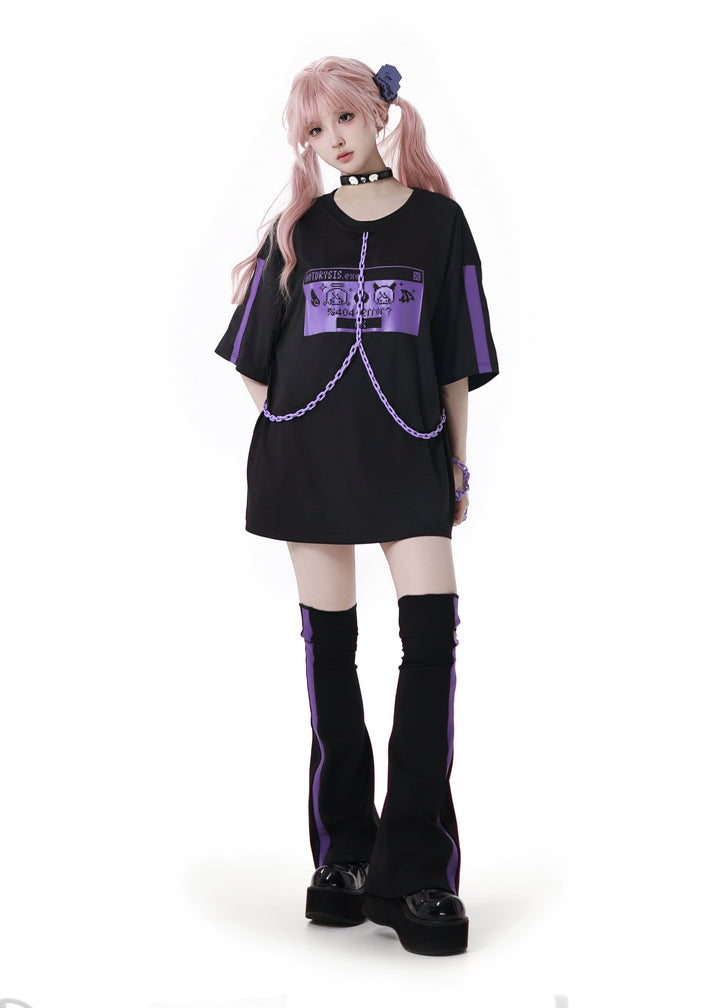 Jirai Kei T-shirt Outfit With Detachable Chain Accents (L M) 43194:771529