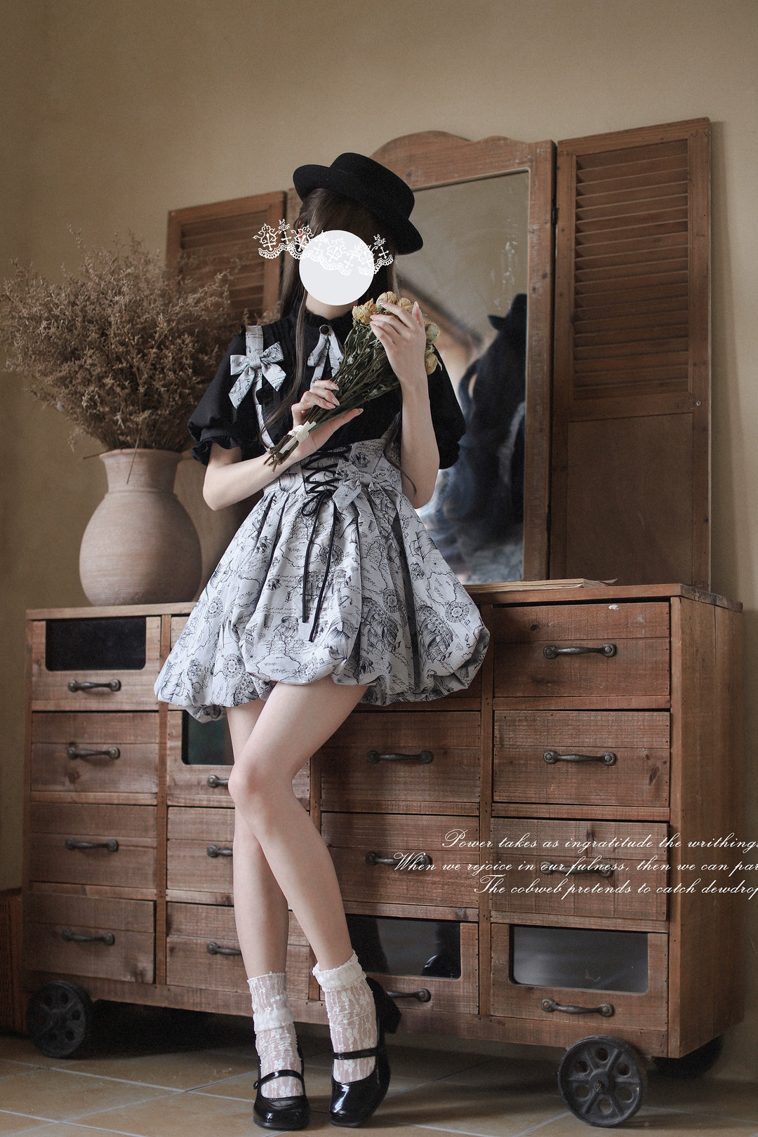 Classic Lolita Bust-supporting Bud Skirt & Solid Shirt & Bow 42921:757819
