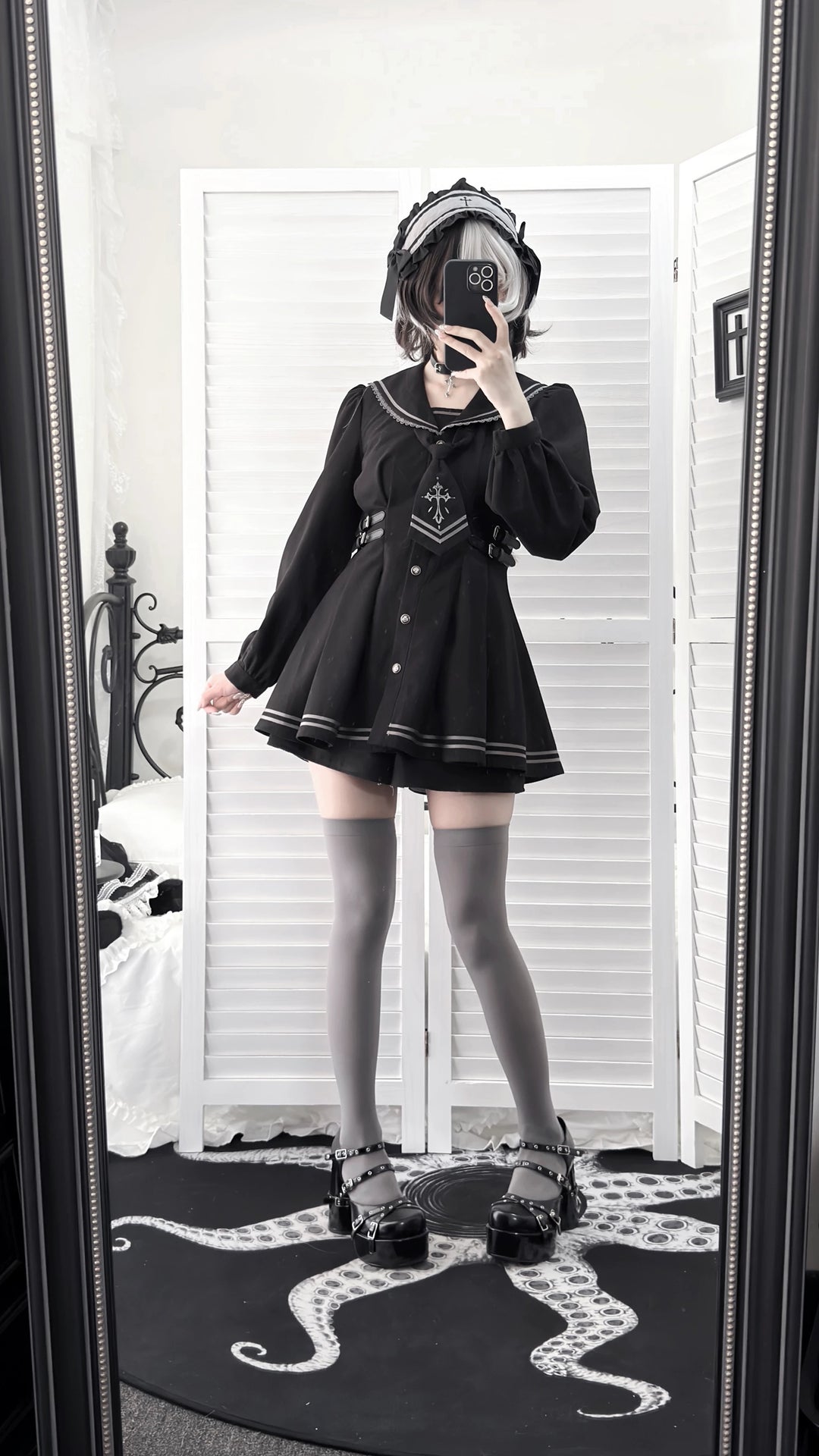 Black Sailor Collar JK Uniform, Detachable Necktie 45624:859759