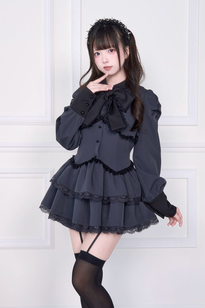 Long-sleeved Jirai Kei Dress, Elastic Shorts 44117:796519