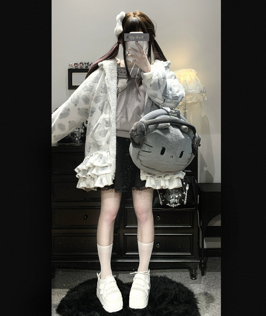 Kawaii Winter Coat, Skirt-Inspired Hem 44067:795123