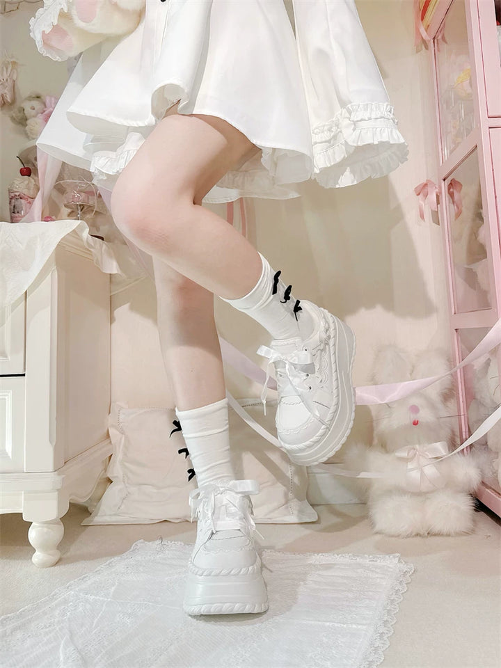 Jirai Kei Platform Shoes, Heart Details & Bows 45252:842623