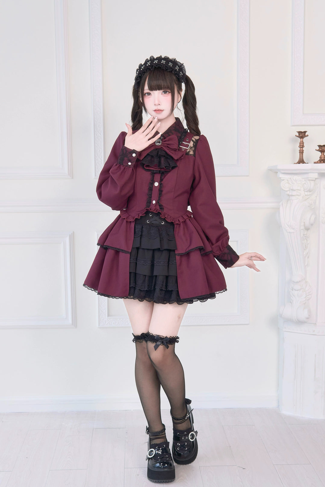 Light Gothic Blouse, Long Tiered Hem, Back Shirring 43588:780733
