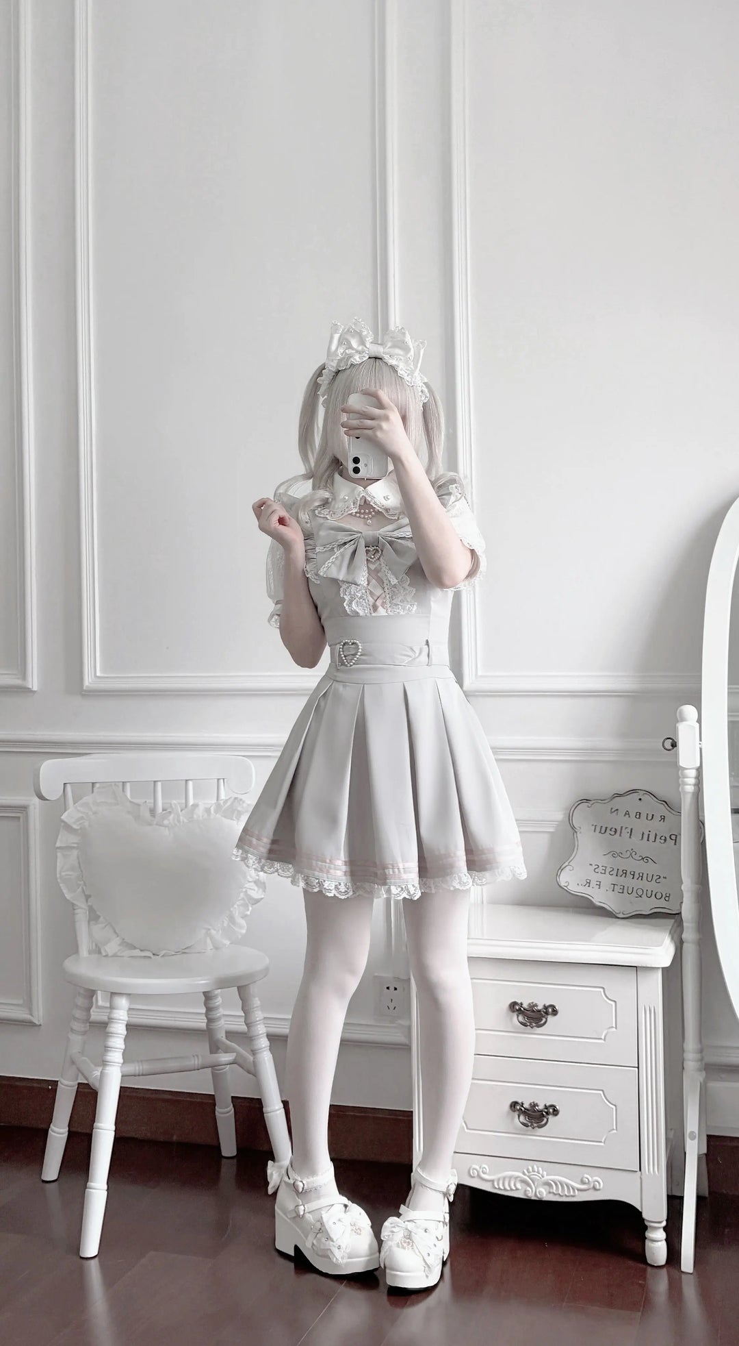 Jirai Kei Lace Dress with Cut-Out Neckline 45359:846138