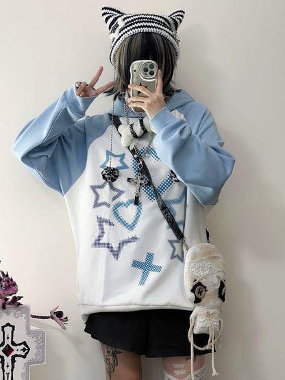 Jirai Kei Blue Cross Hoodie 29242:340768