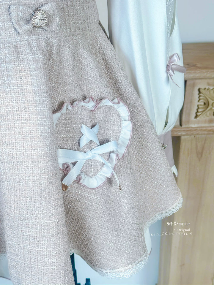 Pink and White Ryousangata Tweed Dress, Elastic Shorts 44755:825238