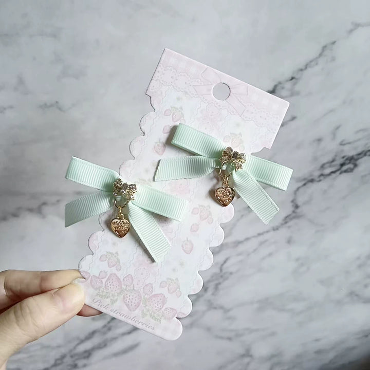 Jirai Kei Hair Clip, Rhinestone Bow & Heart Pendant 45071:834143