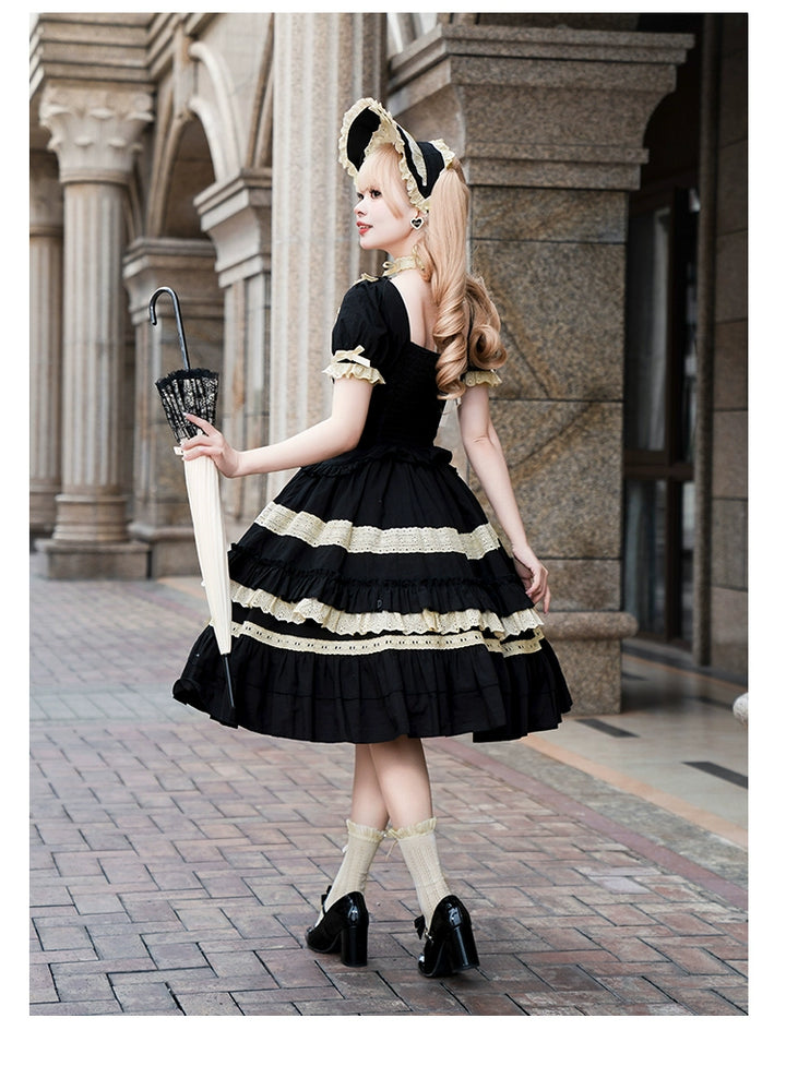 Classic Lolita Dress Black OP Versatile Detachable 6-Piece Set 37256:556504