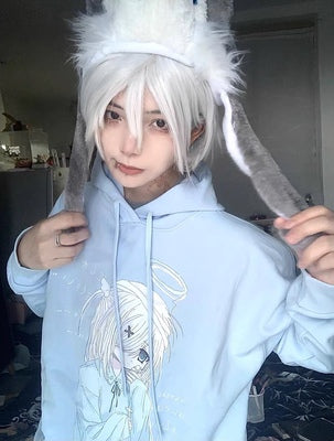 Jirai Kei Blue White Hoodie Unisex 29238:341324 29238:341324