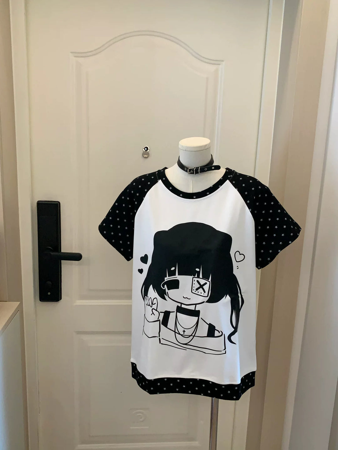 Kawaii Raglan T-Shirt, Girl & Star Print 45639:857368