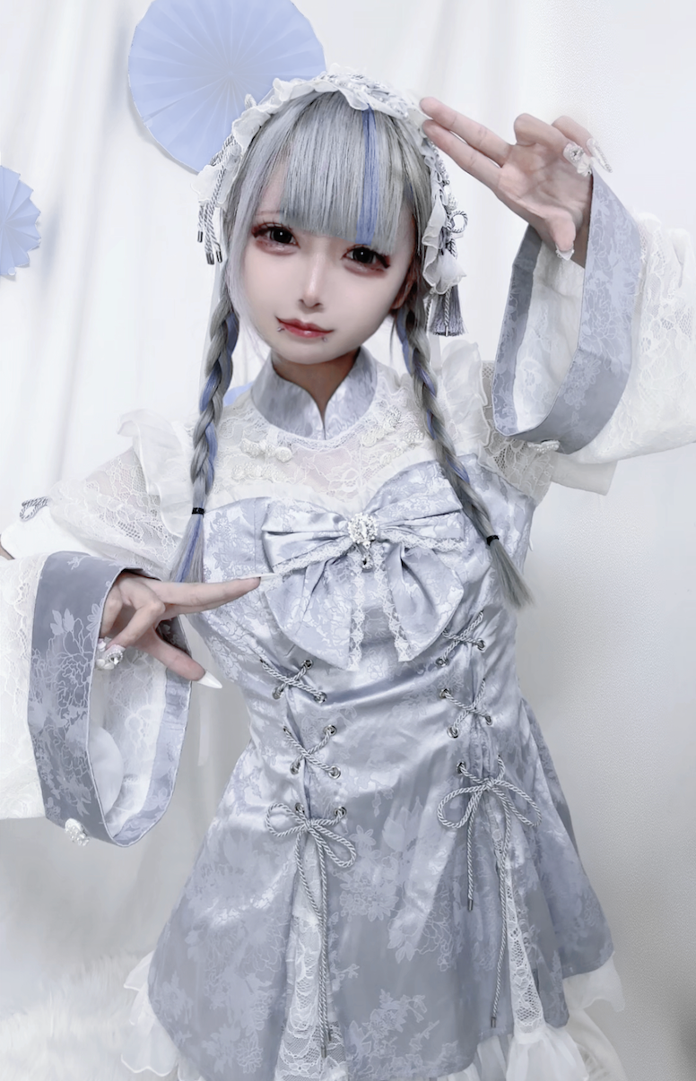Jirai Kei Dress Set Chinese Style Lace Suit Short Sleeve Dress 35598:500566
